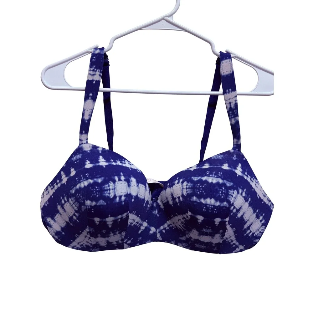 Cacique Bra Tie Dye Lightly‎ Lined T Shirt Wireless 42C Blue Women